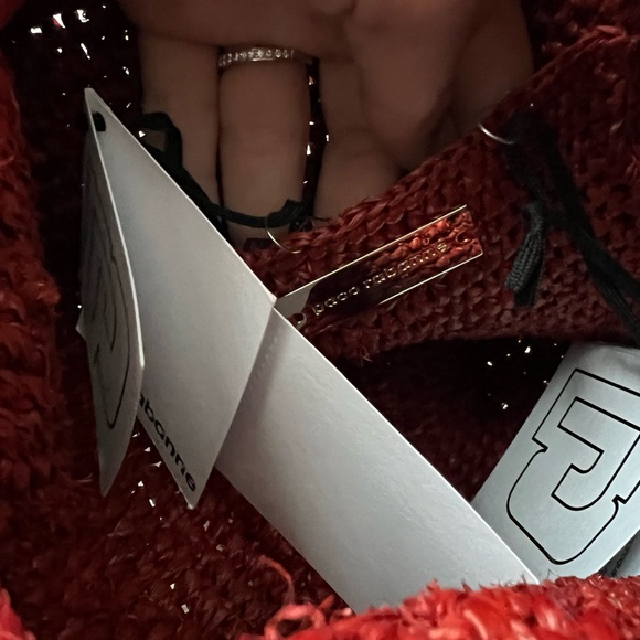 Paco Rabanne red raffia bucket bag new - Picture 9 of 9